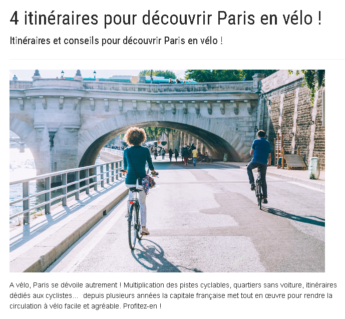 PARIS 4 itinéraires pour découvrir Paris en vélo !